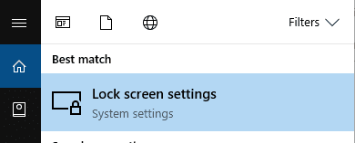 Wpisz ustawienia ekranu blokady w pasku wyszukiwania systemu Windows i otwórz go