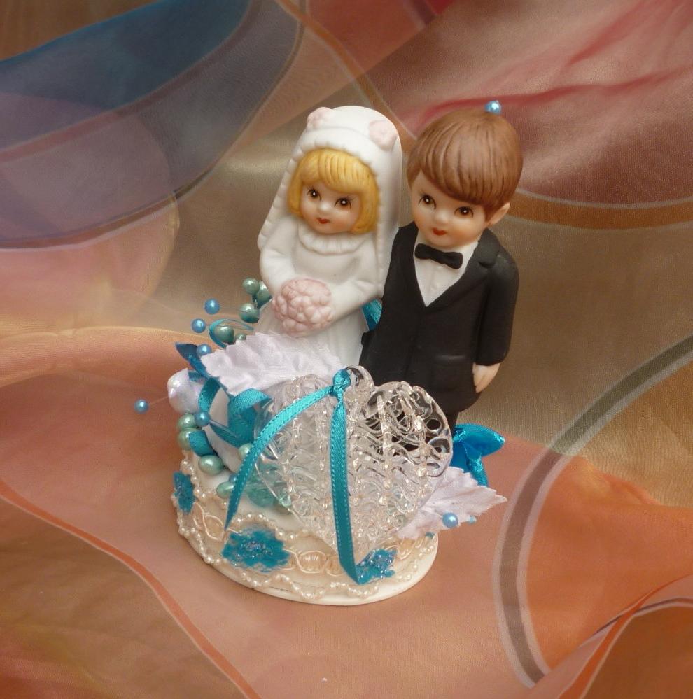 Teal Wedding, Cake Topper,