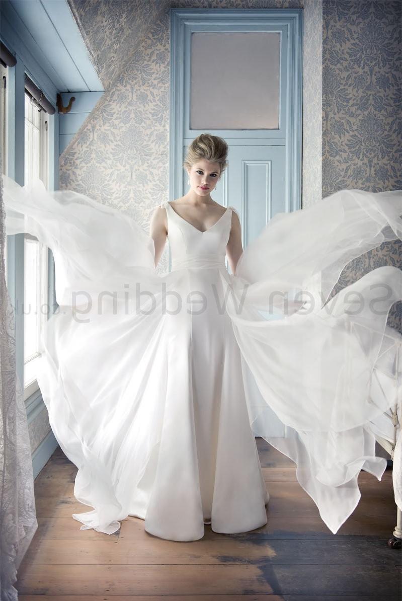 Chiffon Deep V-Neckline Small bows A-line Wedding Dress