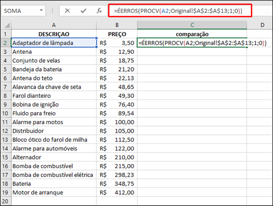 Como comparar listas no Excel - funções PROCV, SEERRO e ÉERROS - Visual Dicas