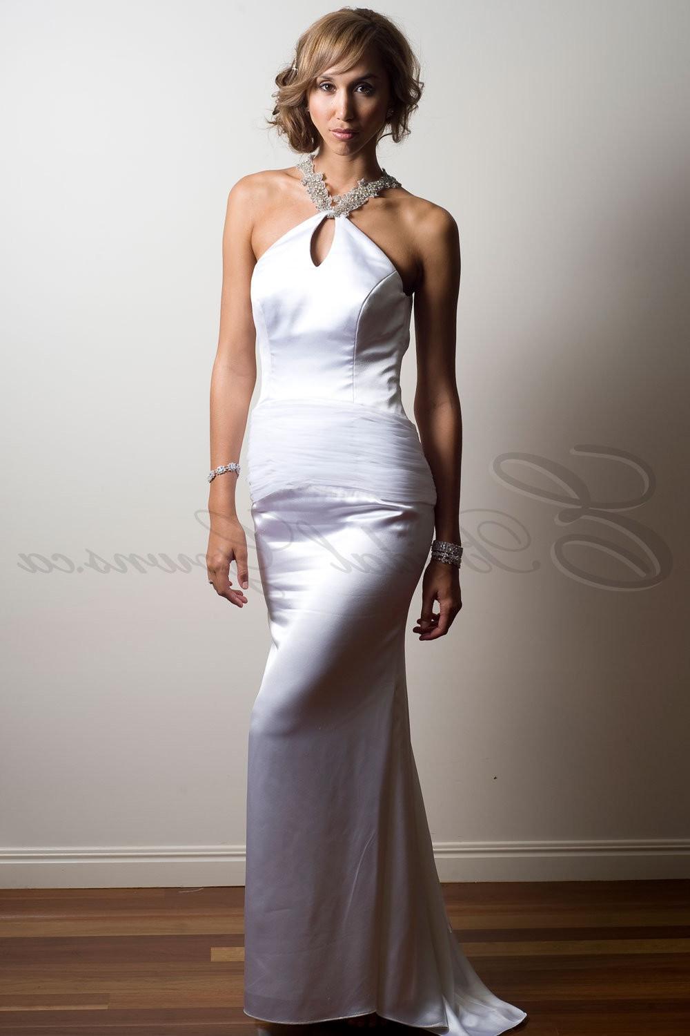 Sheath Crystal beaded Neckline Wedding Dress