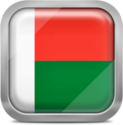 Madagascar square flag with metallic frame
