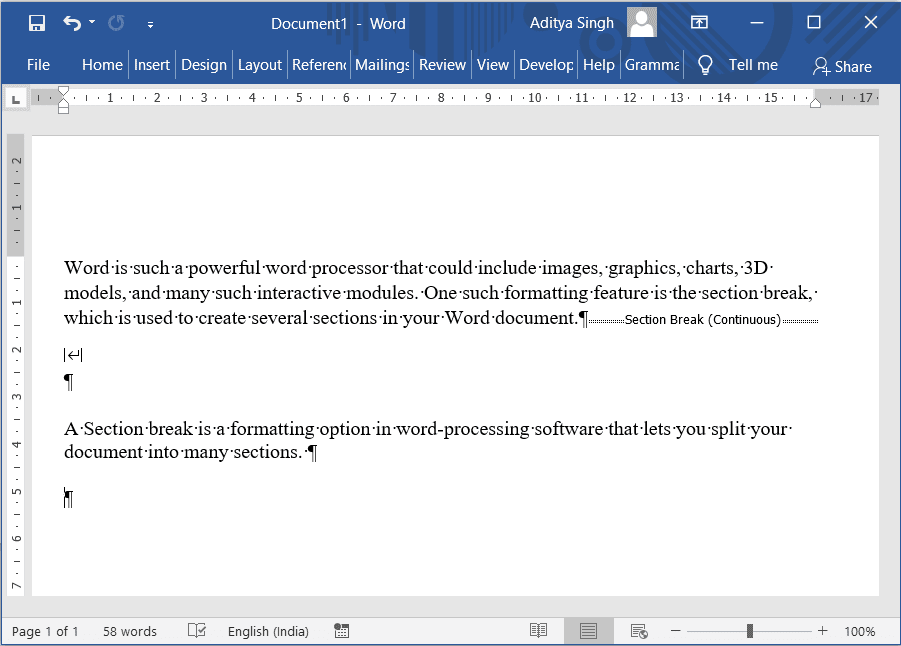 Cómo eliminar un salto de sección en Microsoft Word