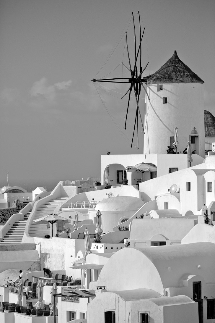 What to do in Santorini: Photograph the Oia Windmill.