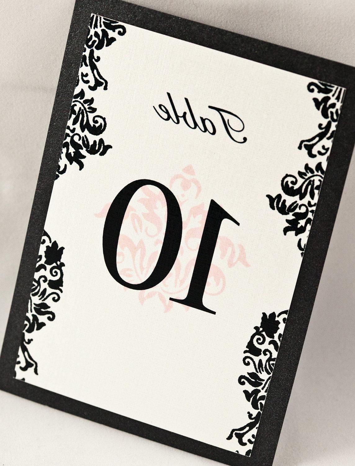 Damask Wedding Table Numbers: