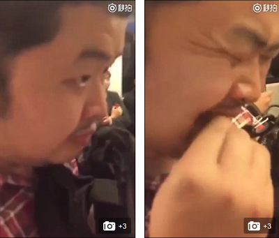 pervert forced to eat his camera memory card