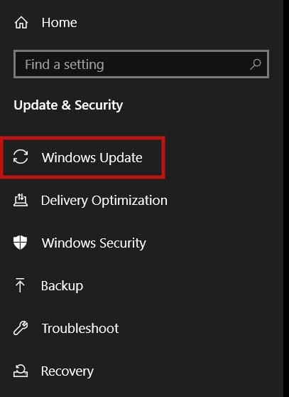 In questa schermata, cerca le opzioni di Windows Update nel riquadro sinistro