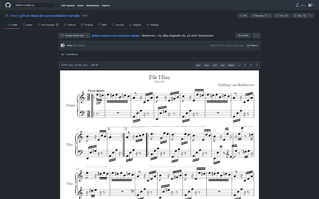 GitHub Musical Score Extension chrome extension