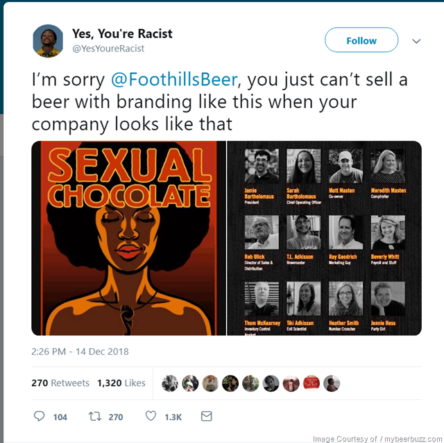 Foothills Called Out On Twitter For Sexual Chocolate Label