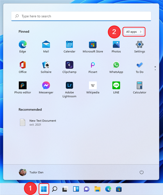 Toegang tot alle apps in Windows 11