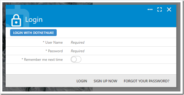 Login with DotNetNuke is now visible on the login form.