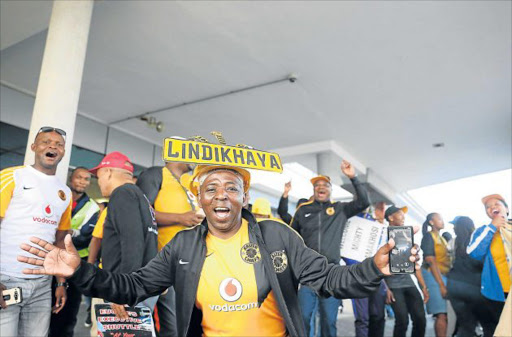 RED CARPET: Kaizer Chiefs fans at East London Airport welcome the team arriving for their clash against Chippa United today Picture: SIBONGILE NGALWA