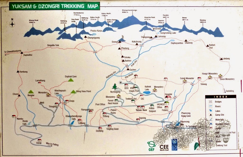 Dzongri Trekking Rout Map