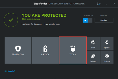 Bitdefender, профиль, работа, игра, фильм, настройка