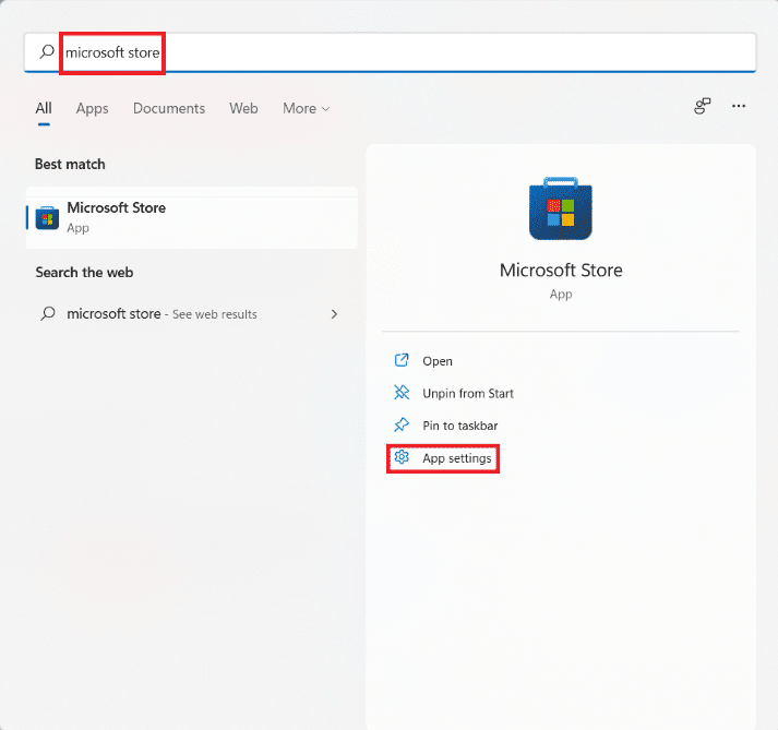 Risultati della ricerca del menu Start per Microsoft Store.  Come risolvere Microsoft Store che non si apre su Windows 11