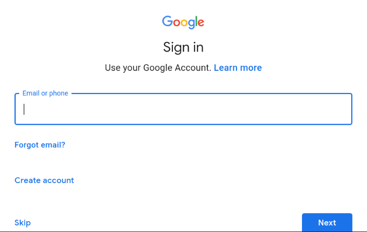 Zadejte přihlašovací údaje k účtu Google a postupujte podle pokynů