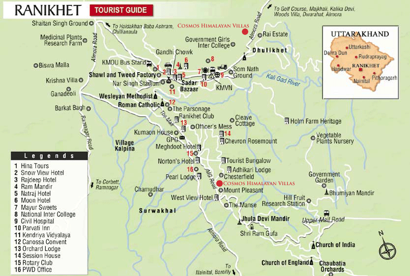 ranikhet tourist places map