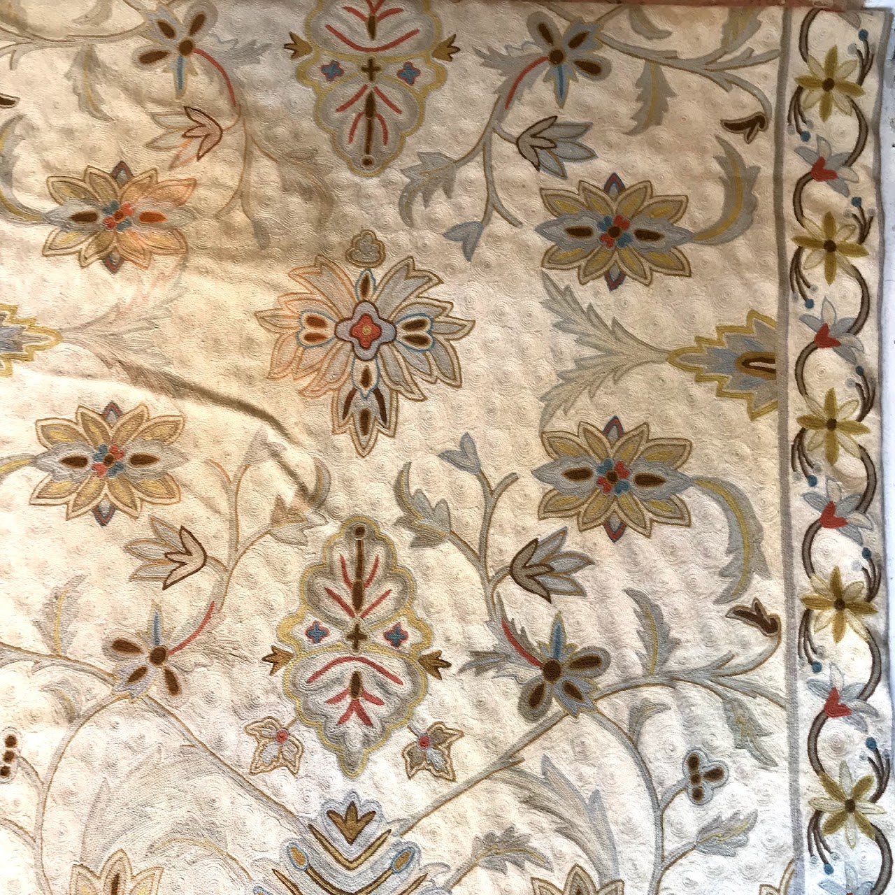Crewel Embroidered Area Rug