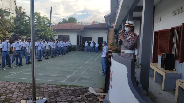 Himbauan Tertib Berlalu Lintas Bagi Anak Sekolah Berlanjut, Kaslan : Sayangi Keluarga Dirumah