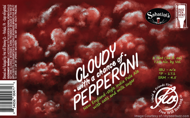 Free Will & Sabatini’s Collaborate On Cloudy With A Chance Of Pepperoni / Brut IPA