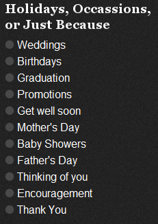 More examples on suggested occassions like weddings, birthdays, graduation, and more
