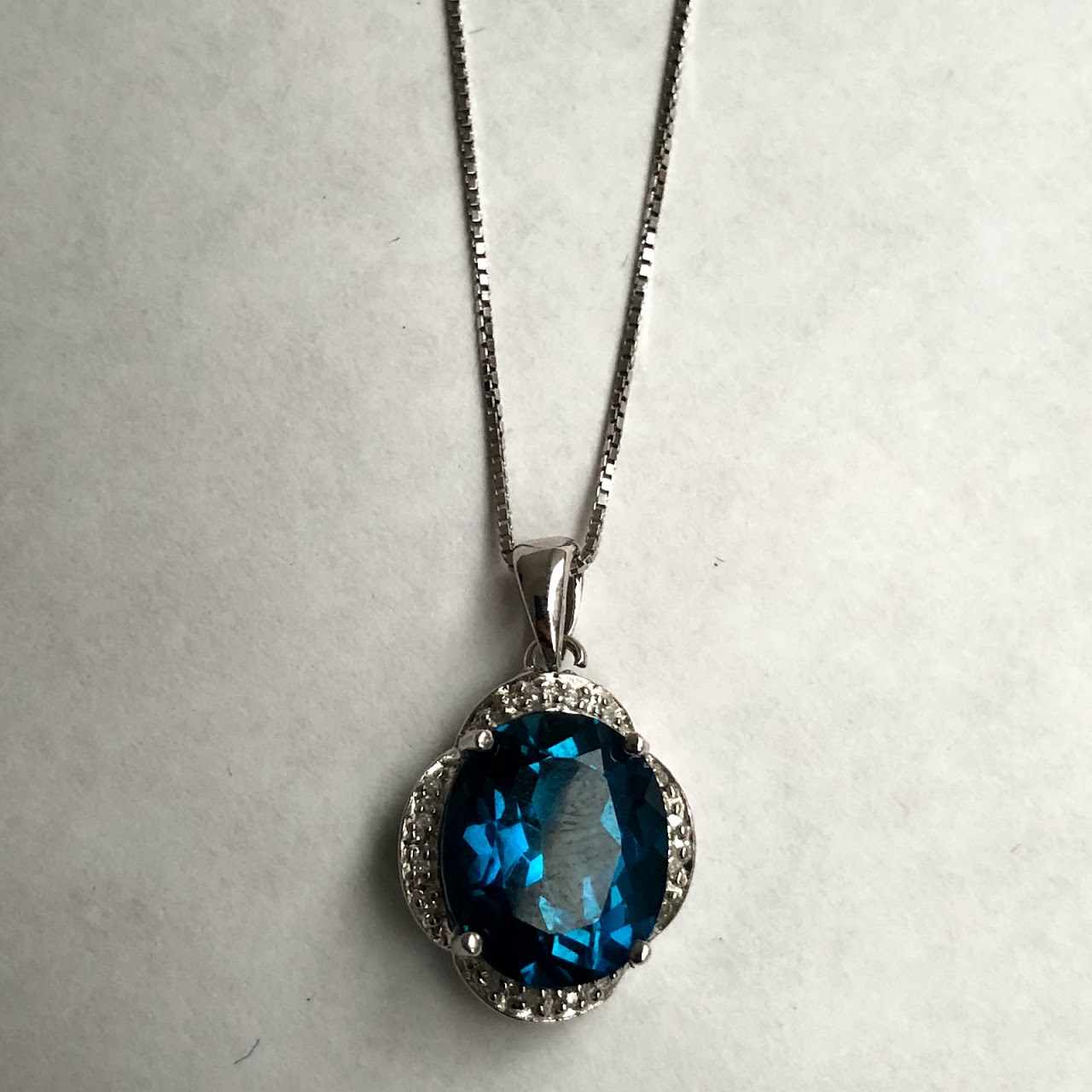 Sterling Silver & Blue Topaz Pendant Necklace