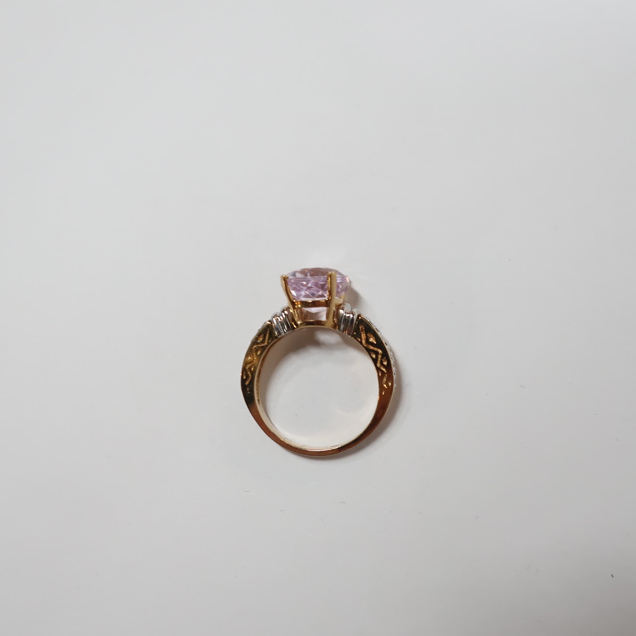 14K Gold, Diamond & Pink Stone Ring