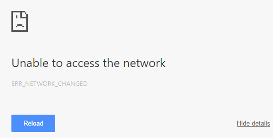 Correggi ERR_NETWORK_CHANGED in Chrome