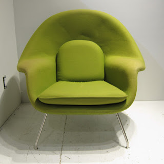 Green Womb Style Chair and Ottoman