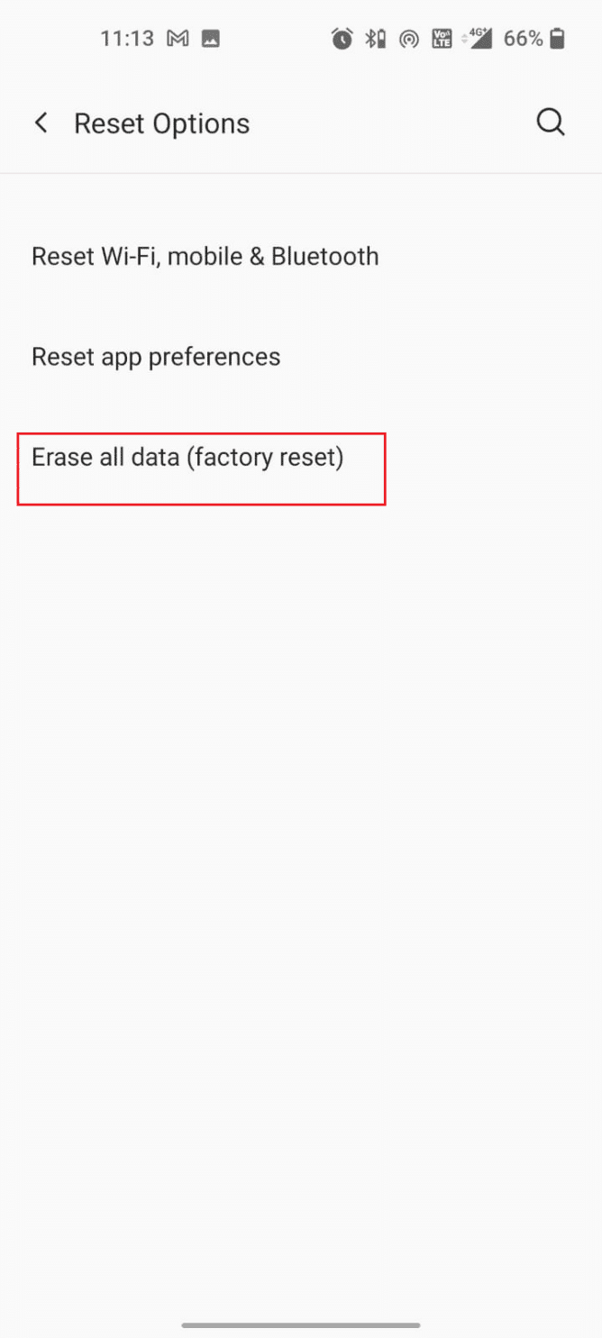 Ahora, toque la opción Borrar todos los datos de restablecimiento de fábrica.  Cómo aprovisionar una tarjeta SIM