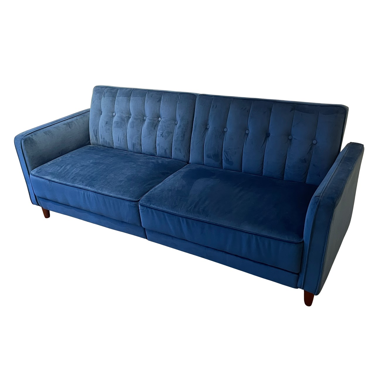 Blue Velvet Reclining Sofa