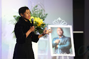 Redi Thlabi talks about her journey with Eusebius McKaiser and their friendship at McKaiser's memorial service held at Arena holdings in Parktown, Johannesburg, on Tuesday.  