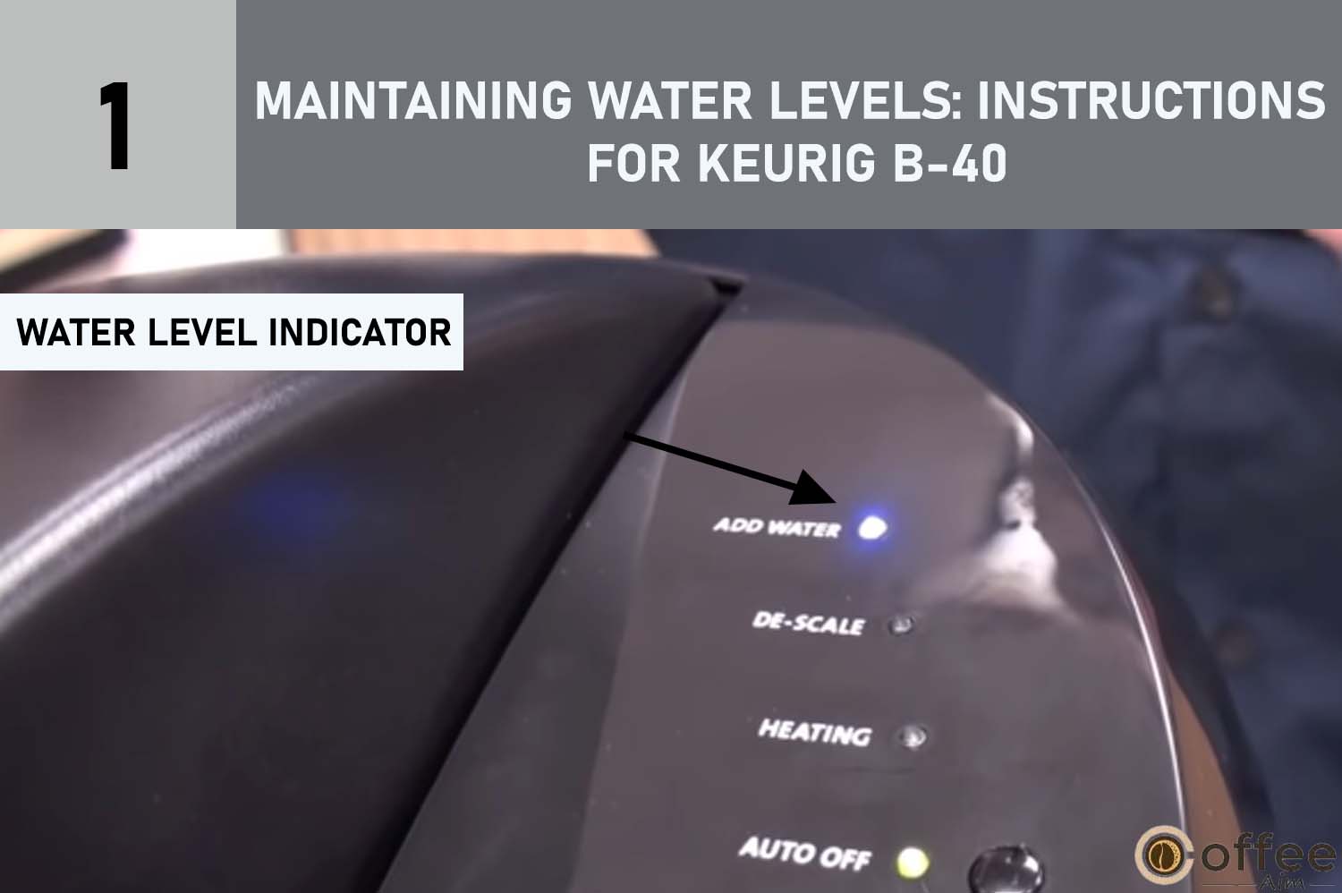 Within the comprehensive guidelines for utilizing the Keurig B-40, the article 'How to Use Keurig B-40' specifically addresses the imperative aspect of 'Maintaining Water Levels.' Accompanying this significant topic is a detailed illustration depicting the intricate 'Water Level Indicator.' This image serves as a visual aid to comprehensively elucidate the functioning and significance of the indicator within the context of the B-40 brewer