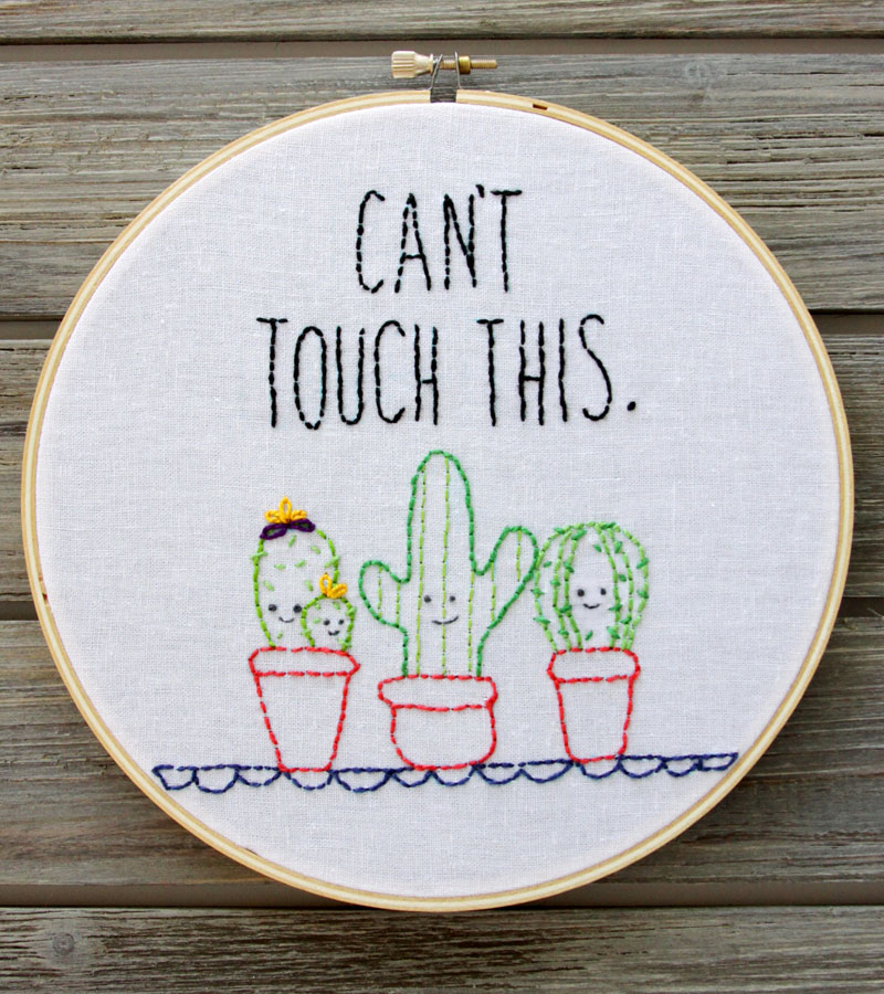 Simple and Cute Cactus Embroidery Hoop Art