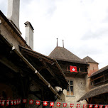 courtyard at Chillon Castle in Switzerland in Veytaux, Switzerland 