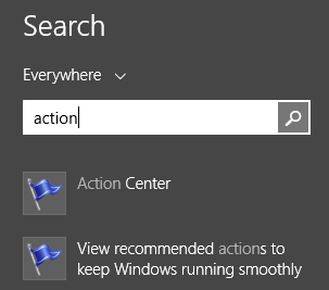 Centre d'action, Windows 8, Windows 8.1, sécurité, contrôles, gestion