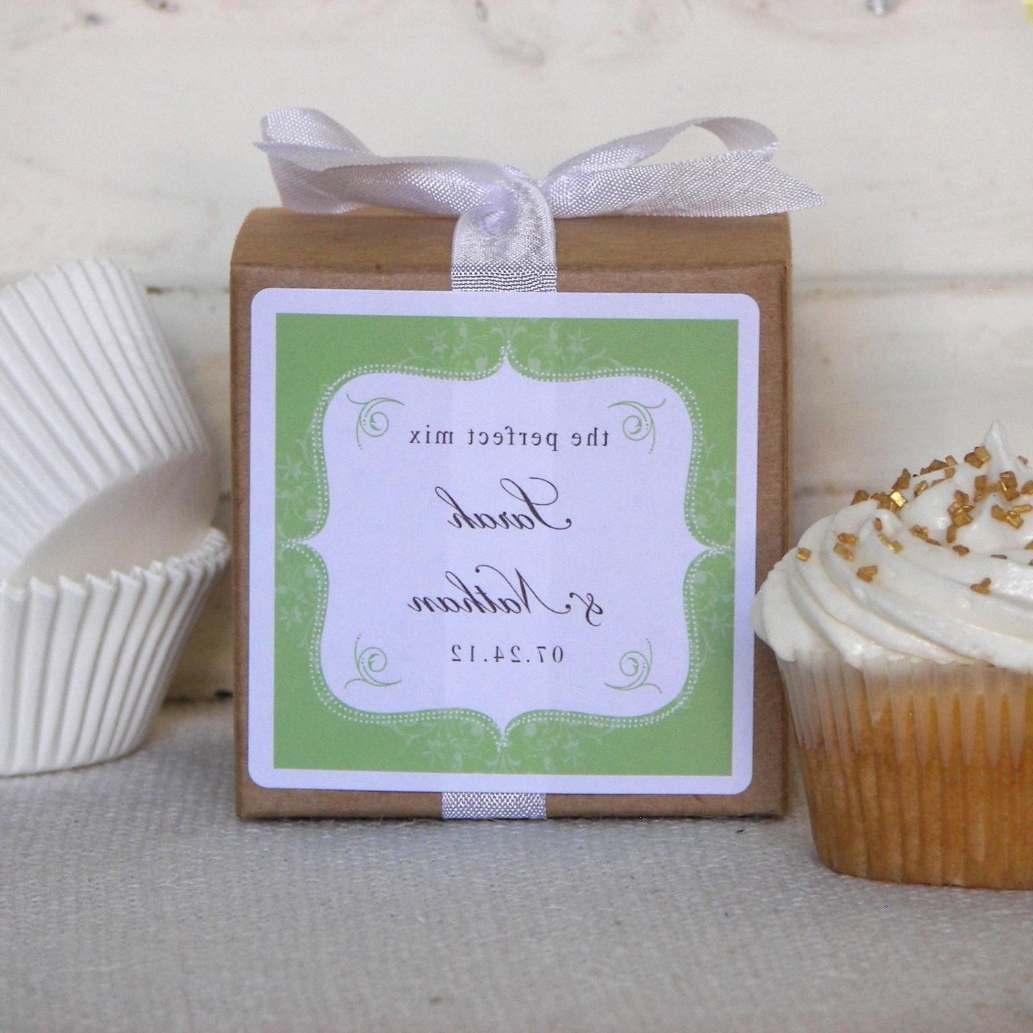 Personalized Wedding Favor Cupcake Mixes with Green Bella Label - set of 12