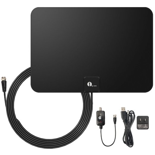 Cool Tool: 1byone Amplified HDTV Antenna - 50 Mile Range with Detachable Amplifier USB Power Supply and 10ft Coax Cable [On Sale]