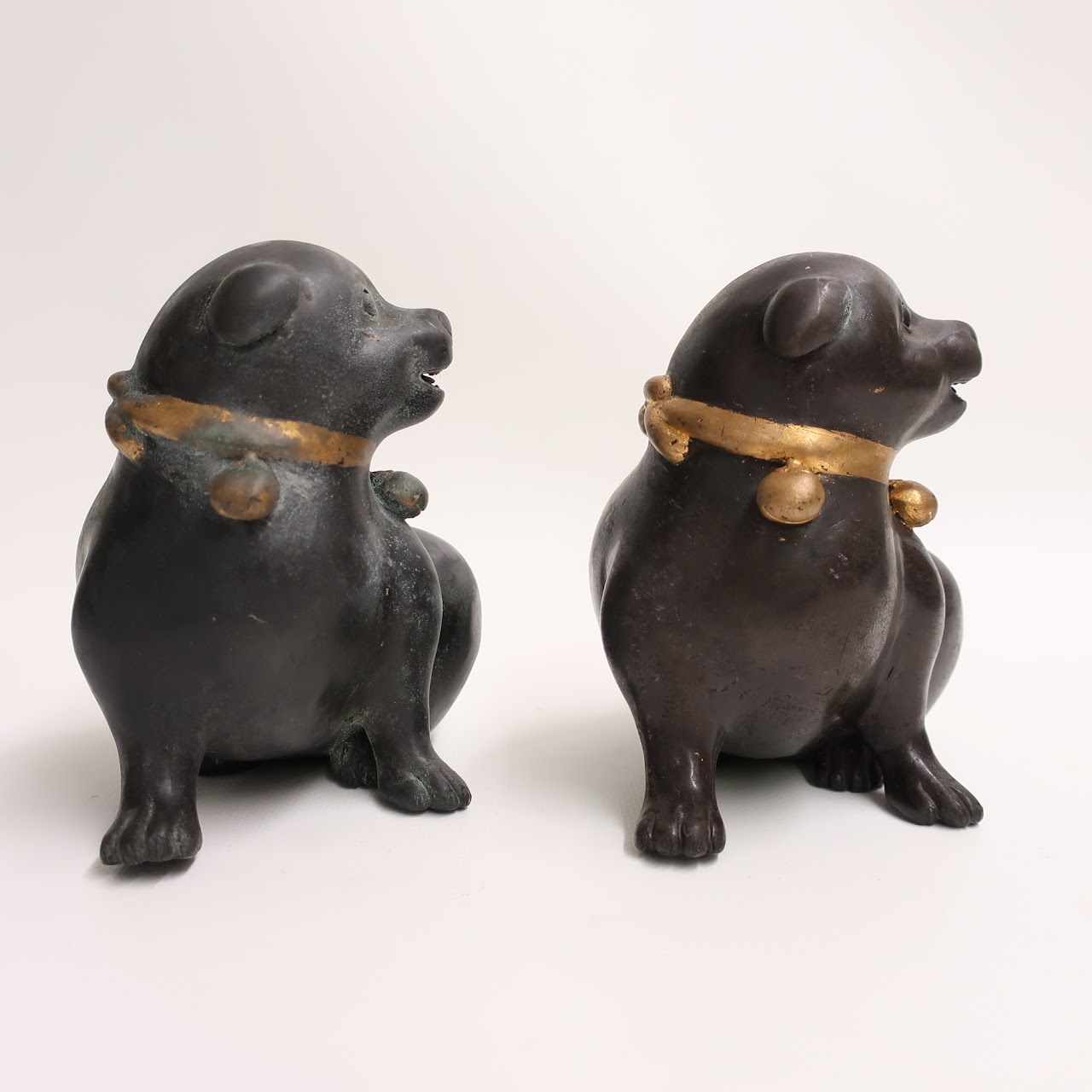 Bronze Dog Statue Pair