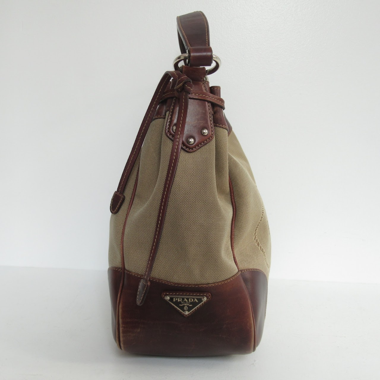 Prada Logo Canvas Shoulder Bag
