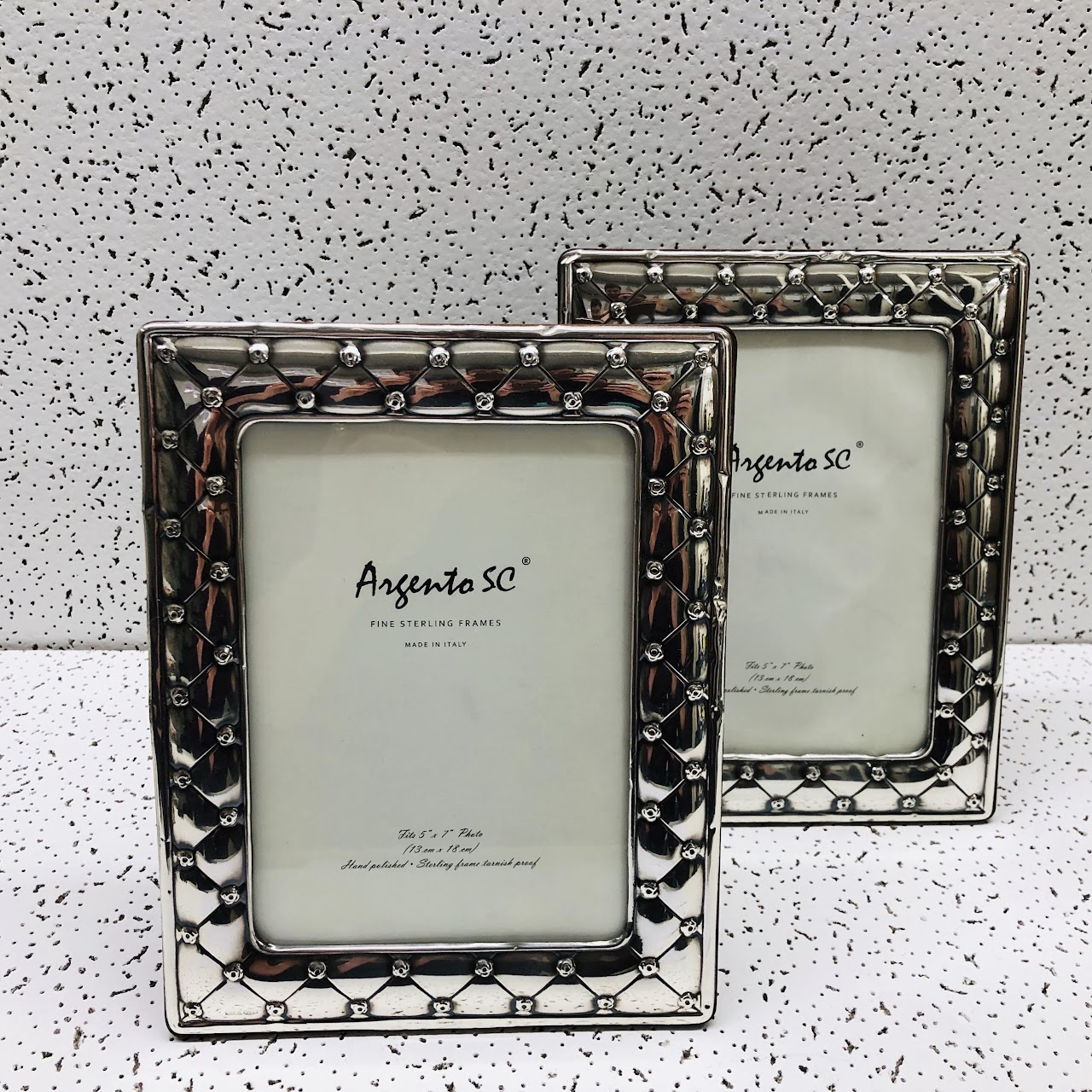 Sterling Silver "Argento SC" Picture Frame Pair