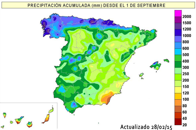 Febreo de 2015 en España: muy frío y normal en precipitaciones