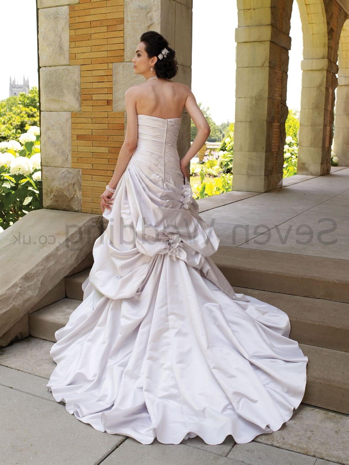 Satin Ball Gown Strapless Neckline Directionally Pleated Bodice Wedding