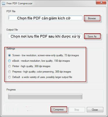 Tiến hành giảm kích thước cho file PDF