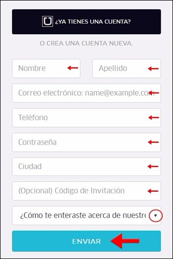 Abrir mi cuenta Uber - 457