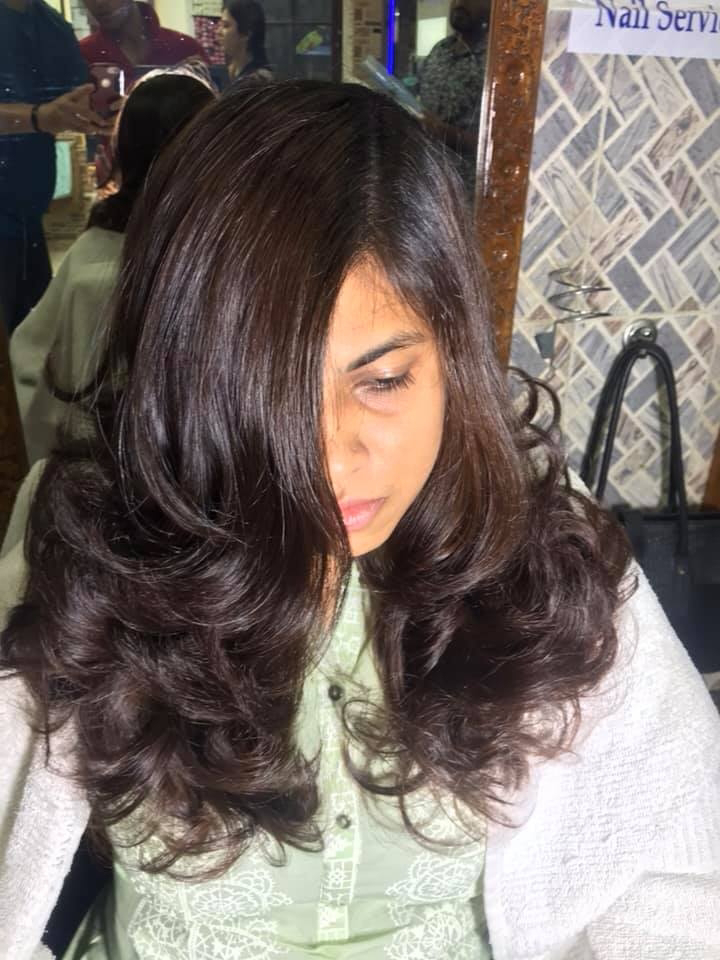 Mumbai girl's shoulder length hair cut makeover images - Village Barber ...