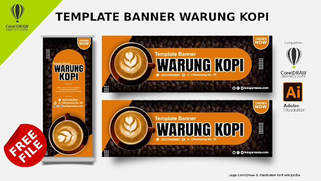 Free File : Cara Desain Baner Warung Kopi Comp CorelDraw