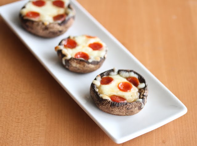 close-up photo of pizza stuffed mushrooms