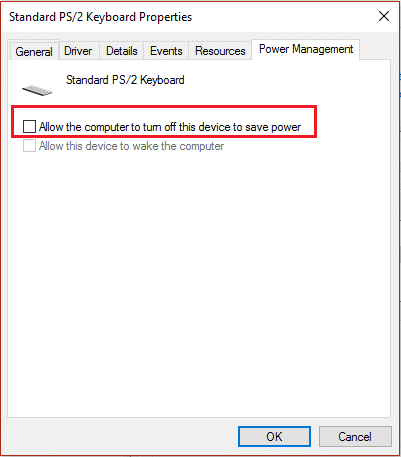 снимите флажок разрешить компьютеру выключать это устройство для экономии энергии клавиатуры
