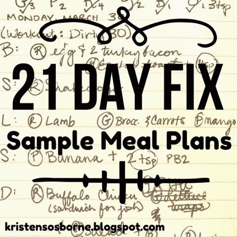 Fit Fierce Fight: My 21 Day Fix Sample Meal Plans